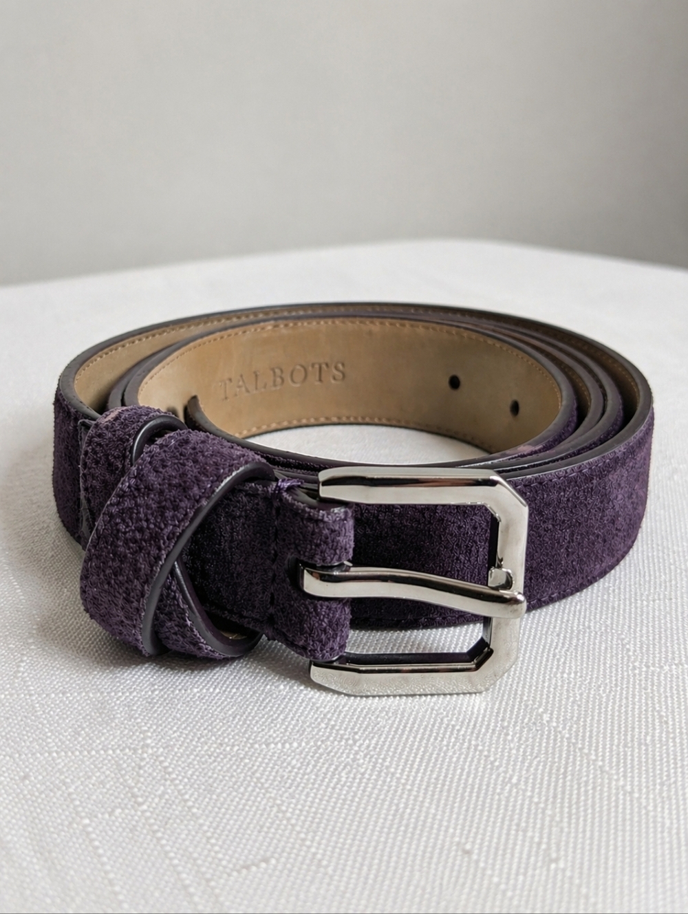 Talbots Purple Suede Leather Skinny Belt, M